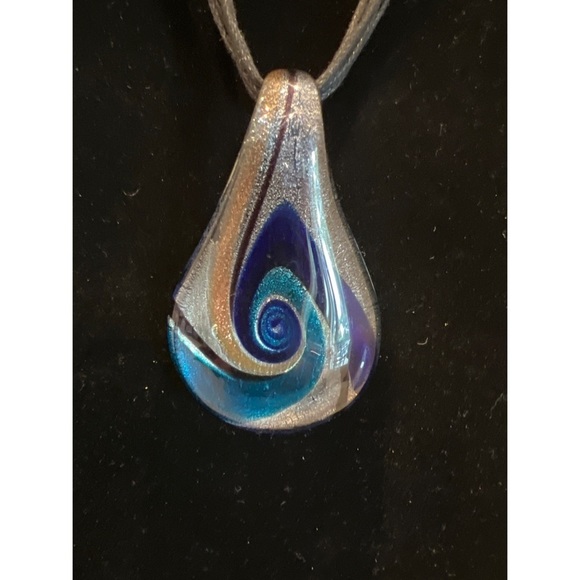 ART Glass Tear Drop Swirl Necklace - Picture 3 of 5